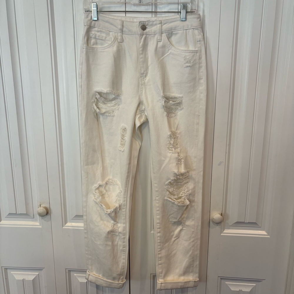 Bridge By Gly White Distress Mom Jeans Size 25‎